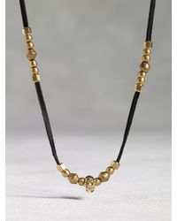 John Varvatos | Metallic Black Leather & Bronze Skull Necklace for Men | Lyst