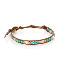 Chan Luu | Brown Turquoise & Mother-of-pearl Leather Beaded Wrap Bracelet | Lyst