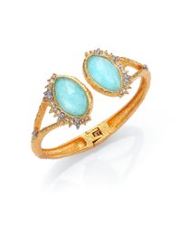 Alexis Bittar | Blue Elements Gilded Muse Amazonite & Crystal Fancy-Cut Open Cuff Bracelet | Lyst