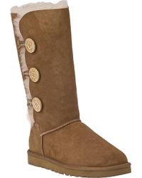 UGG | Brown Bailey Button Triplet Boot Chestnut Suede | Lyst