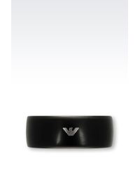 Emporio Armani | Black Steel Ring for Men | Lyst