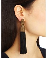 Oscar de la Renta | Blue Long Silk Tassel Earrings | Lyst