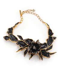 Oscar de la Renta | Black Orchid Enamel Necklace | Lyst