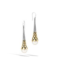 John Hardy | White Dot Long Drop Earrings | Lyst