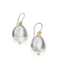 Gurhan | Metallic Organic Sterling Silver & 24K Yellow Gold Drop Earrings | Lyst