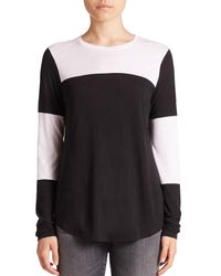 VINCE | Black Colorblocked Jersey Top | Lyst