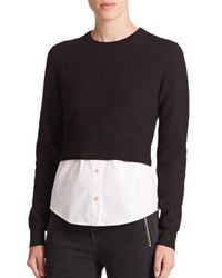 Marc By Marc Jacobs | Black Superfelt Wool & Stretch-cotton Combo Top | Lyst