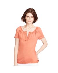 Ralph Lauren | Pink Eyelet-trimmed Cotton Top | Lyst