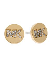 Michael Kors | Gold Burnished Pavé Stud Earrings | Lyst