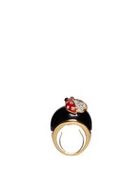 Kenneth Jay Lane | Black Crystal Pavé Enamel Ladybird Ring | Lyst