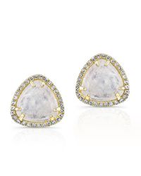 Anne Sisteron - 14kt Yellow Gold Moonstone Diamond Stud Earrings - Lyst