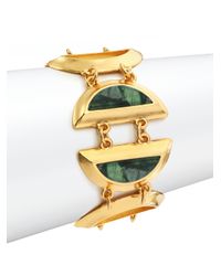 Stephanie Kantis | Metallic Minutia Green Moss Agate Half Moon Bracelet | Lyst