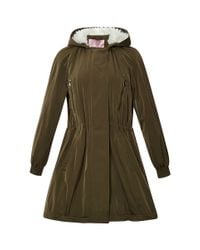 Giamba | Green Light Taffeta Parka With Faux Fur Hood | Lyst