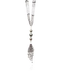 Gioia | Black Diamond Beads and Pearls Tassel Necklace | Lyst