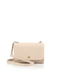 Tory Burch | Natural Marion Quilted Leather Crossbody Bag | Lyst