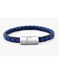 Tateossian | Intrecciato Cobra Bracelet In Blue And Black Leather With Silver Clasp for Men | Lyst