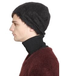 Jil Sander | Black Mohair Wool Blend Knit Beanie Hat for Men | Lyst