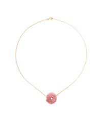 Gag & Lou | Pink Rhodonite Rose Necklace with Diamond Insert Yellow Gold Chain | Lyst