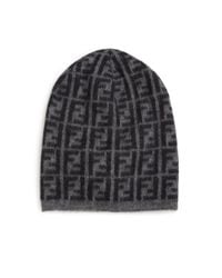 Fendi | Black Wool-blend Logo Beanie for Men | Lyst