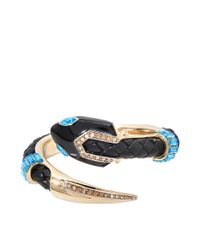 Roberto Cavalli - Metallic Snake Bracelet W/crystals - Lyst