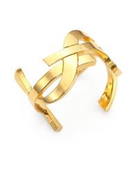 Saint Laurent | Metallic Monogramme Gold-plated Cuff | Lyst