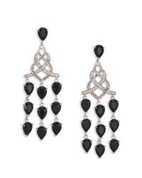 John Hardy | Classic Chain Black Chalcedony, Diamond & Sterling Silver Braided Chandelier Earrings | Lyst