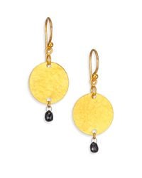 Gurhan | Metallic Lush Black Diamond & 24k Yellow Gold Small Flake Drop Earrings | Lyst