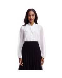 Diane von Furstenberg | White Dvf Marjorie Pleated Tie Neck Chiffon Blouse | Lyst