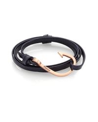 Miansai | Blue Fish Hook Leather Bracelet/matte Rose Goldtone | Lyst