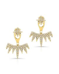 Anne Sisteron - 14kt Yellow Gold Diamond Spiked Tiara Floating Earrings - Lyst