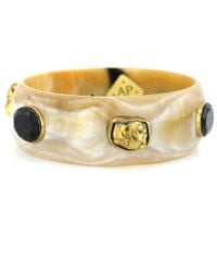 Ashley Pittman - Brown Tourmaline and Pyrite Stones Light Horn Bangle - Lyst
