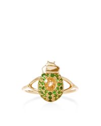 Daniela Villegas | Green Maat 18k Pink Gold Tsavorite and Sapphire Ring | Lyst