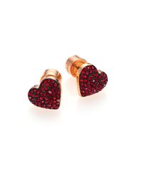 Michael Kors | Pink Brilliance Rose PavÉ Heart Stud Earrings | Lyst