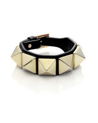Valentino | Gold Rockstud Large Leather Bracelet | Lyst