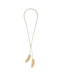 Valentino | Metallic Feather Pendant Open Chain Necklace | Lyst