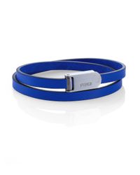 Fendi | Blue Leather Wrap Bracelet for Men | Lyst