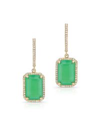 Anne Sisteron | 14kt Yellow Gold Rectangle Chrysoprase Diamond Earrings | Lyst