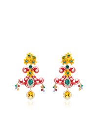 Dolce & Gabbana | Multicolor Yellow Floral Earrings | Lyst