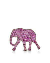 Marc Alary | 18K White Gold Elephant Pendant With Pink Sapphire Pave | Lyst