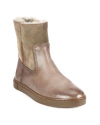 Frye | Beige Gemma Shearling-lined Leather & Suede Ankle Boots | Lyst
