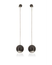 Ferragamo | Gray Long Thaiti Pearl & Crystal Earring | Lyst