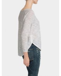 White + Warren - White Cotton Slub Circle Hem Crewneck - Lyst