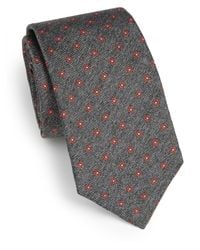 Saks Fifth Avenue | Gray Floral Print Silk Tie for Men | Lyst