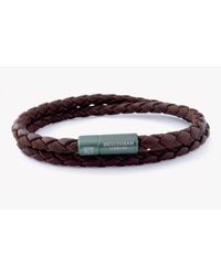 Tateossian | Chelsea Bracelet In Brown Eco-leather With Green Aluminium Clasp for Men | Lyst
