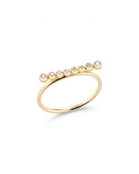 Mizuki | Metallic Ring With Diamond Bar | Lyst