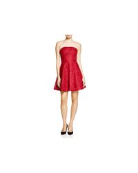 Aqua | Red Neoprene Lace Party Dress | Lyst