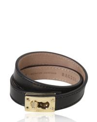 Fendi | Black Logo Plaque Leather Two Row Bracelet | Lyst