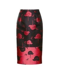 Carolina Herrera | Pink Bee and Floral Print Skirt | Lyst