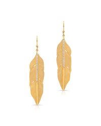 Anne Sisteron - Metallic 14kt Yellow Gold Large Plume Diamond Earrings - Lyst