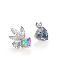 Ca&Lou | Metallic Tea Crystal & Faux Pearl Asymmetrical Earrings | Lyst